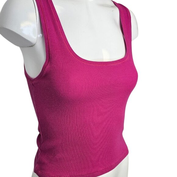 SKIMS Womens Ribbed Cropped Tank, Pink, Cotton Blend, Size Large - Picture 2 of 8
